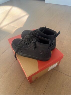 Kids Black High-Top Canvas Sneakers with Easy Lace-Up